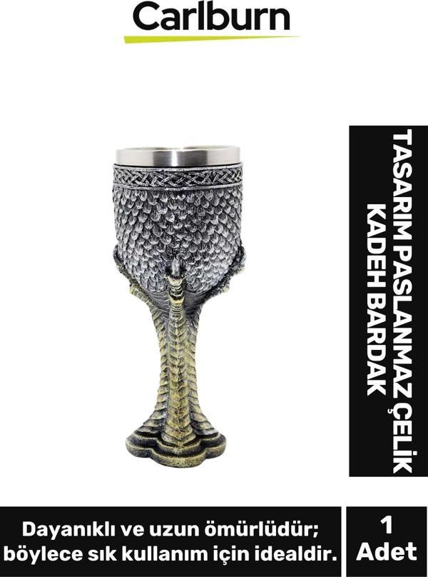 Özel Tasarım Dekoratif Şık Hediyelik Sevgili Arkadaş Paslanmaz Çelik Kadeh Kupa Bardak 19*7 cm - Image 1