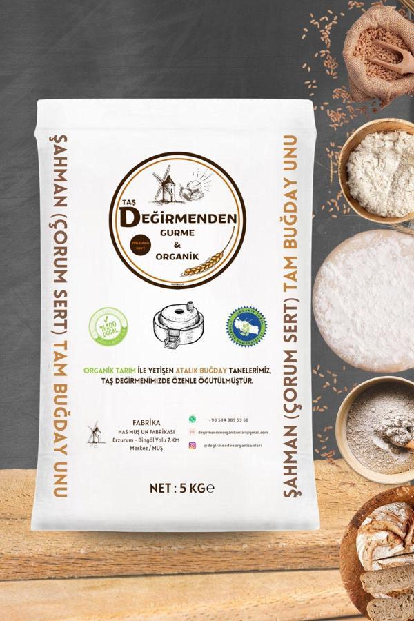 Taş Değirmenden Gurme & Organik Organik Atalık Şahman Çorum Sert Tam Buğday Unu - 5 Kilo - Image 1