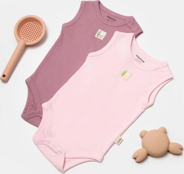Baby Cosy Bebek 2 Parça Kolsuz Body, %50 Bambu - %50 Organik Pamuk, Bebek Ve Yenidoğan Serisi - Csyb9012 Gül - Pudra 18-24 Ay - Image 1