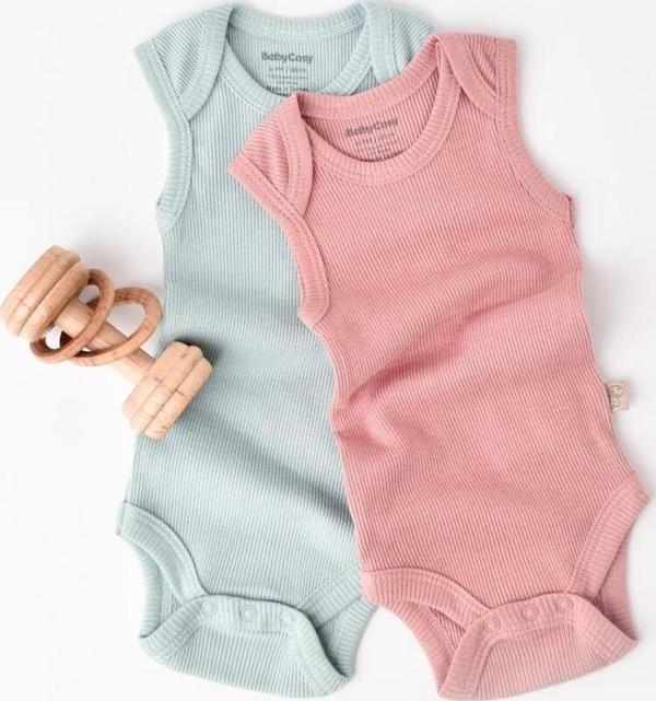 Baby Cosy Bebek 2 Parça Kolsuz Body, %50 Modal Kumaş - %50 Organik Pamuk, Bebek Ve Yenidoğan Serisi - Csym1110 Mint - Gül 18-24 Ay - Image 1