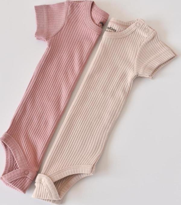 Baby Cosy Bebek 2 Adet Kısa Kollu Body, %50 Modal Kumaş - %50 Organik Pamuk, Bebek Ve Yenidoğan Serisi - Csym1 Gül - Pudra 12-18 Ay - Image 1