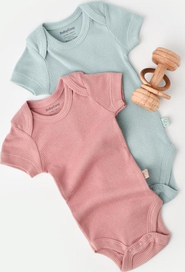 Baby Cosy Modal 2 Li Kısa Kollu Badi Mint - Gül 0-3 Ay - Image 1