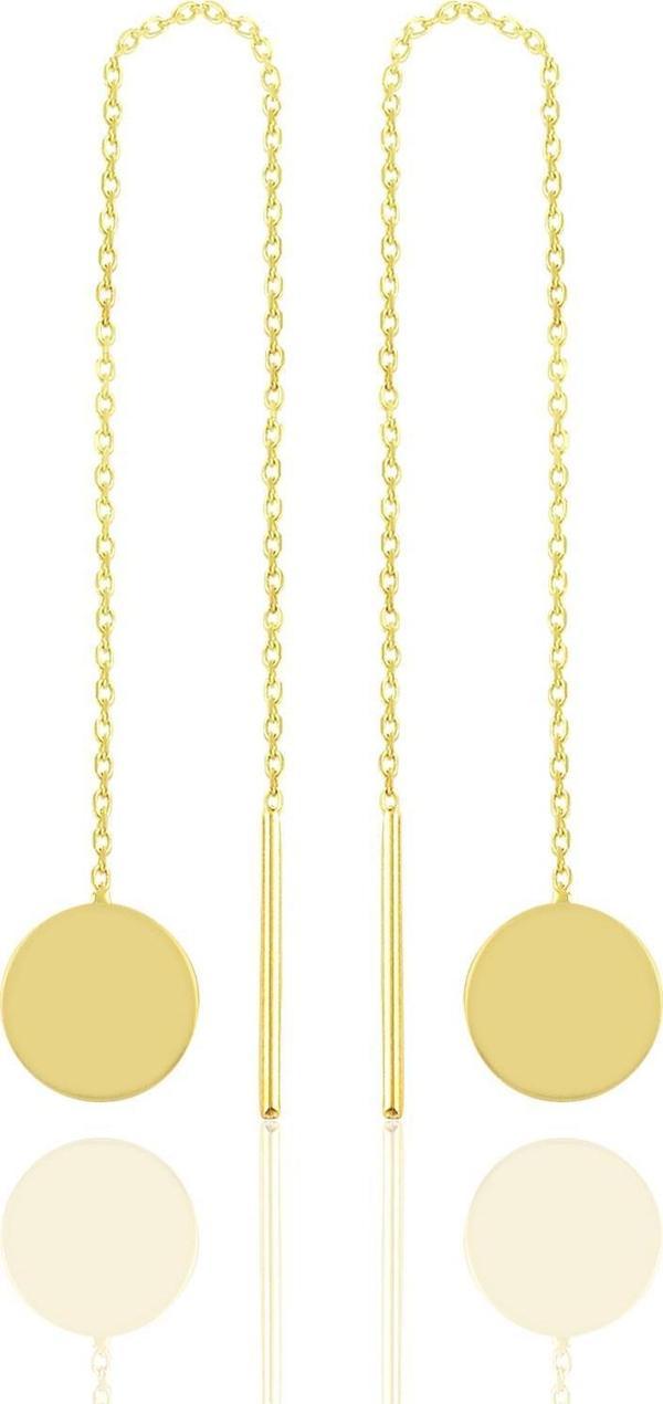 Gümüş altın yaldızlı pul gümüş zincir küpe  - Image 1