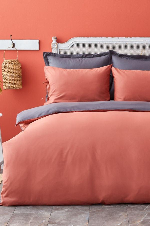 Karaca Home Basic Antrasıt-Terra Cota Tek Kişilik Nevresim Takımı - Image 1