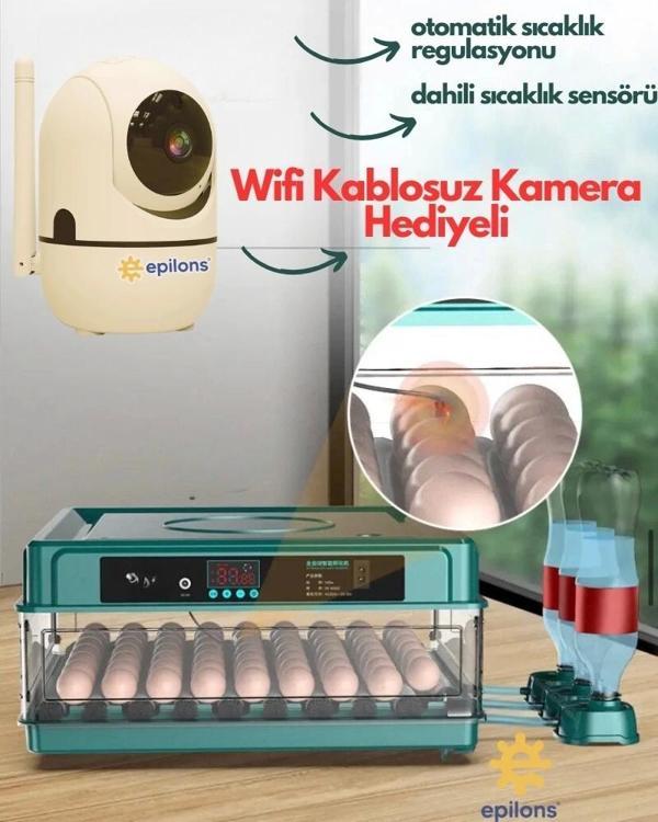 Kuluçka Makinesi Wifi Kamera Hediyeli 130 Lu Tam Otomatik Yedek Motorlu - Image 1