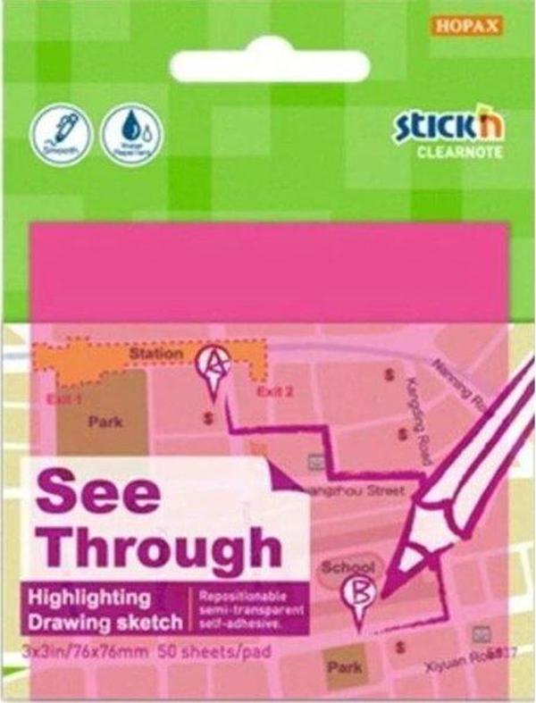 Hopax NotKğt. Stickn 76X76 Yarı Saydam Neon Pembe 50Yp - Image 1