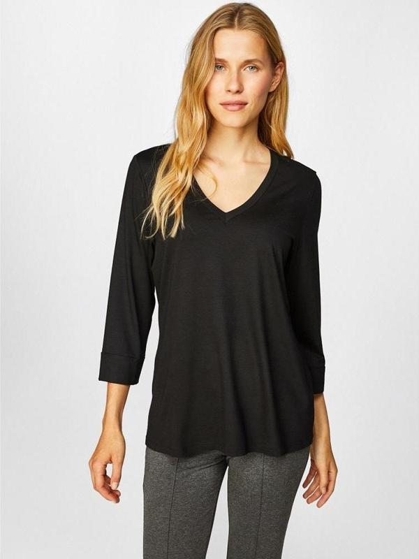 Faik Sönmez Kadın V Yaka Truvakar Kol T-Shirt B00014 - Image 1