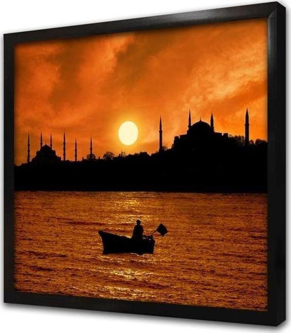 Tablosan Gün Batımı Istanbul Silueti Çerçeveli Mdf Tablo - Image 1