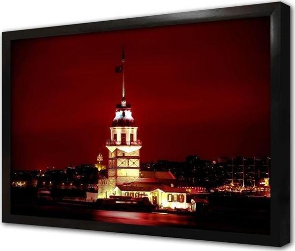 Tablosan Gece Kız Kulesi Çerçeveli Mdf Tablo - Image 1