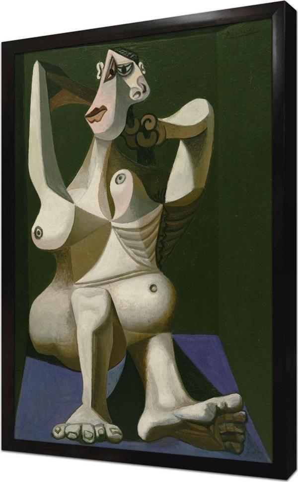 Tablosan Saçlarını Tarayan Kadın Pablo Picasso Çerçeveli Mdf Tablo - Image 1