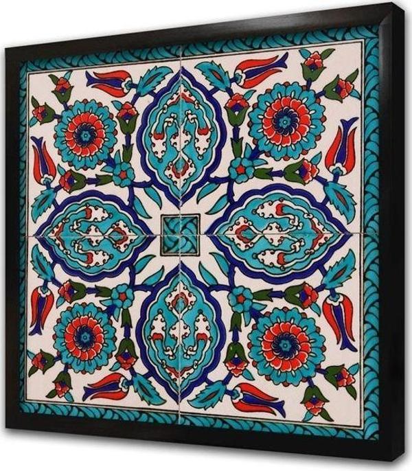 Tablosan Osmanlı Çini Görselleri Çerçeveli Mdf Tablo - Image 1