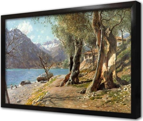 Tablosan Sahil Kenarında Çalışan Insanlar Çerçeveli Mdf Tablo - Image 1