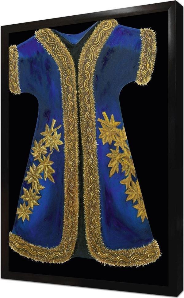 Tablosan Mavi Yünlü Şehzade Kaftan Çerçeveli Mdf Tablo - Image 1