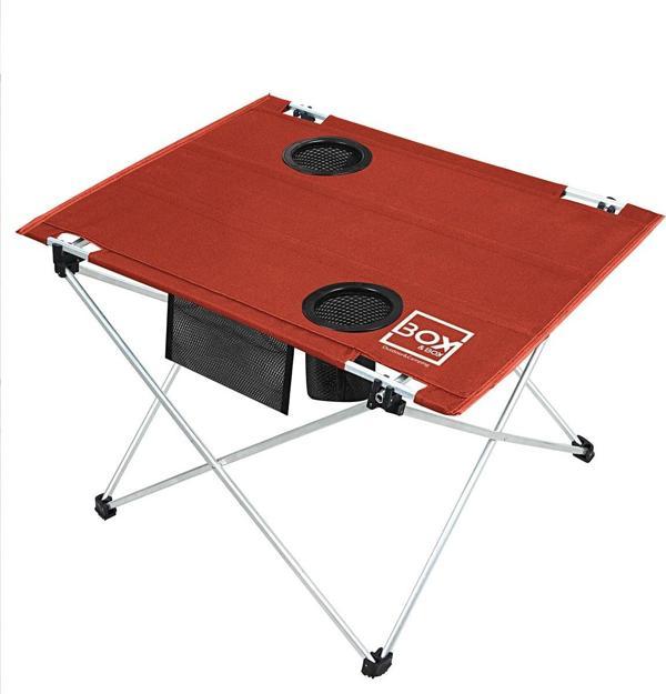 Box&Box Küçük Boy Katlanabilir Kumaş Kamp ve Piknik Masası, Kırmızı, 2 Bardak Gözlü, 57x43x38 cm - Image 1