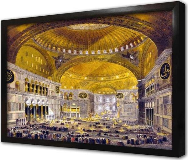 Tablosan Osmanlı Zamanı Ayasofya Camii Çerçeveli Mdf Tablo - Image 1