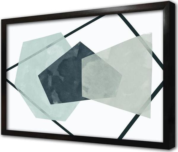 Tablosan Yeşil Geometrik Desenler Çerçeveli Mdf Tablo - Image 1