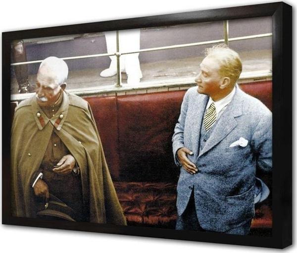 Tablosan Atatürk Ve Iran Şahı Çerçeveli Cam Tablo - Image 1