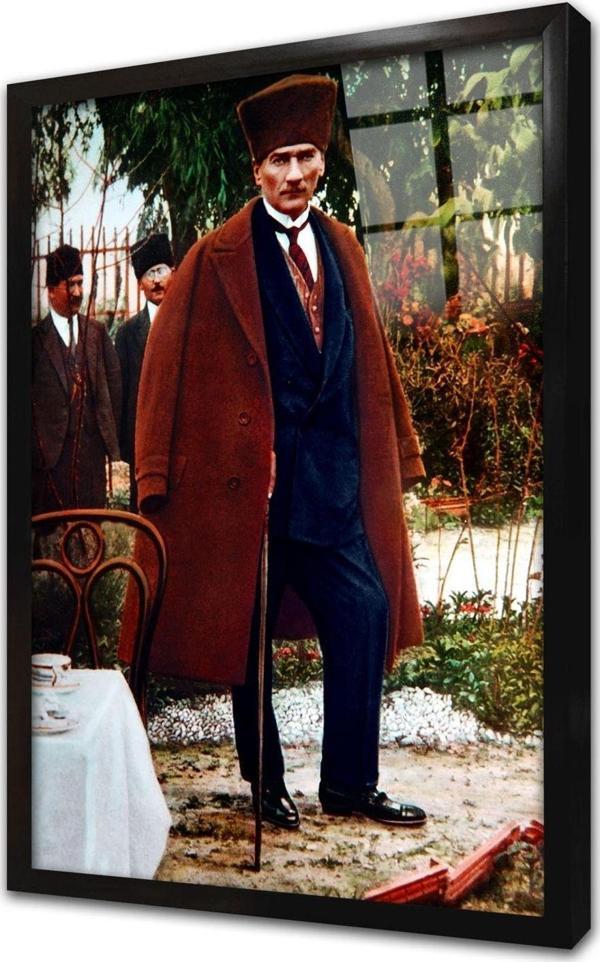 Tablosan Atatürk Bastonlu Çerçeveli Cam Tablo - Image 1
