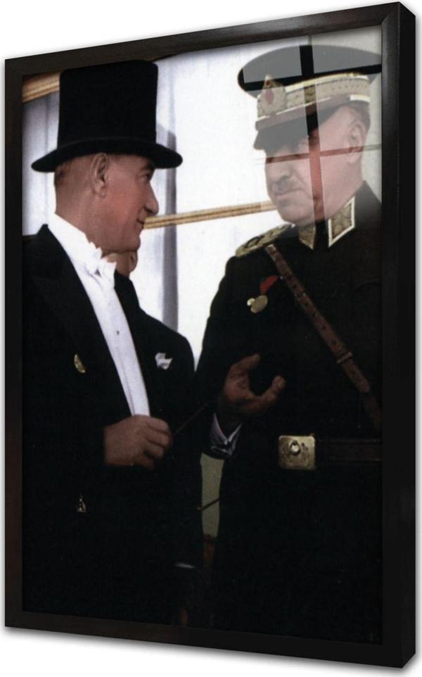 Tablosan Atatürk Ve Mareşal Fevzi Çakmak Çerçeveli Cam Tablo - Image 1