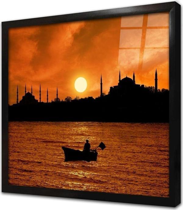 Tablosan Gün Batımı Istanbul Silueti Çerçeveli Cam Tablo - Image 1