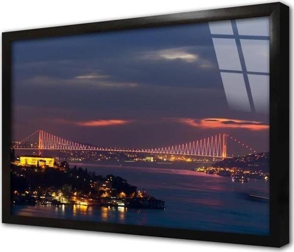 Tablosan Istanbul Boğaz Köprüsü Çerçeveli Cam Tablo - Image 1