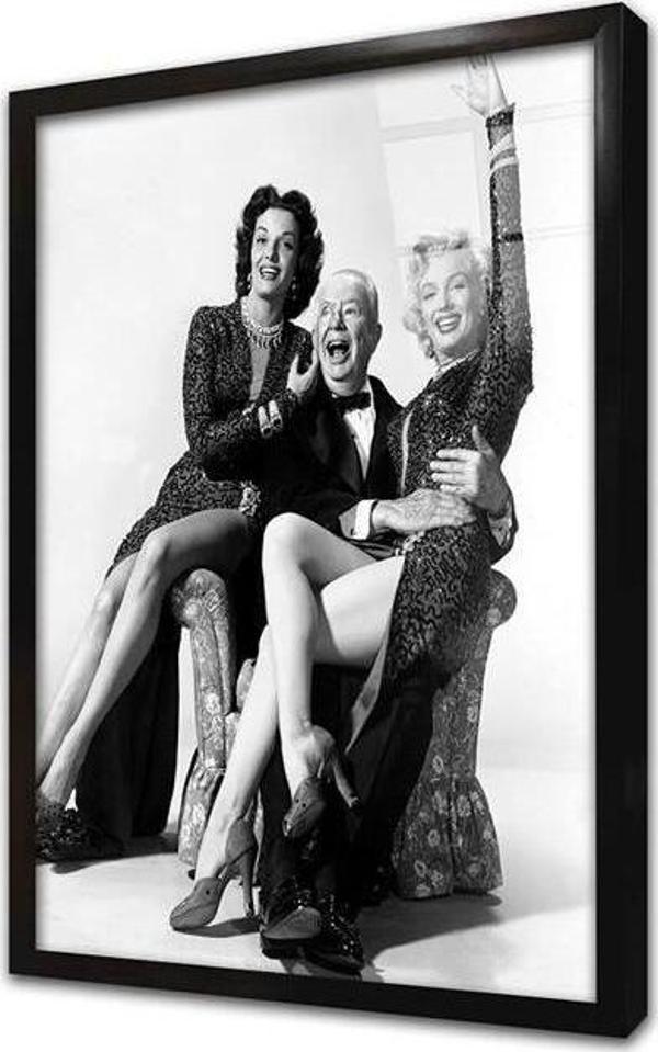 Tablosan Siyah Beyaz Marilyn Monroe Çerçeveli Cam Tablo - Image 1