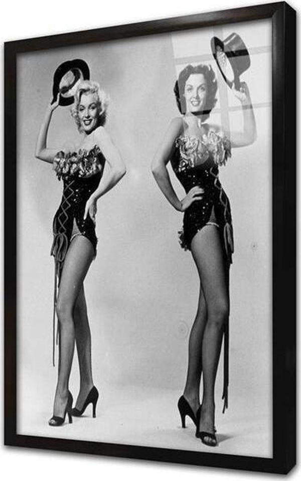 Tablosan Siyah Beyaz Marilyn Monroe Çerçeveli Cam Tablo - Image 1