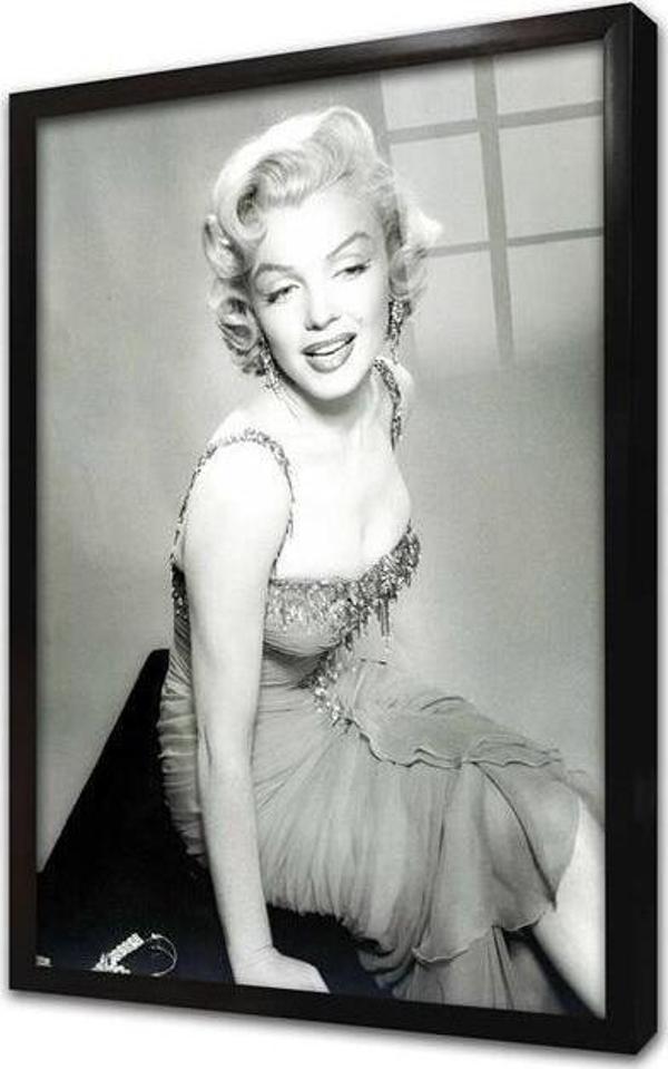Tablosan Siyah Beyaz Marilyn Monroe Çerçeveli Cam Tablo - Image 1