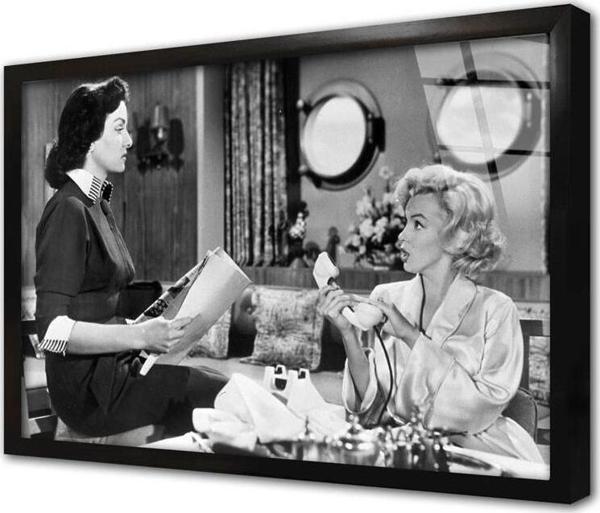 Tablosan Siyah Beyaz Marilyn Monroe Çerçeveli Cam Tablo - Image 1