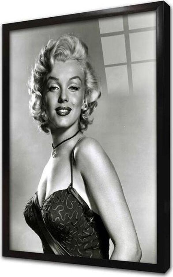 Tablosan Siyah Beyaz Marilyn Monroe Çerçeveli Cam Tablo - Image 1