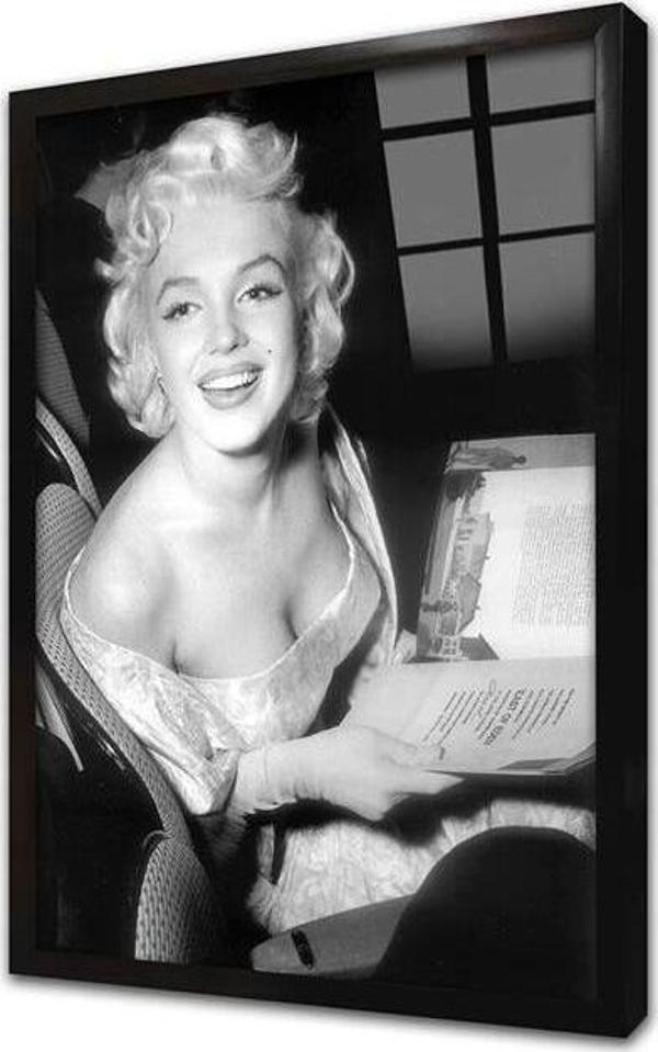 Tablosan Siyah Beyaz Marilyn Monroe Çerçeveli Cam Tablo - Image 1