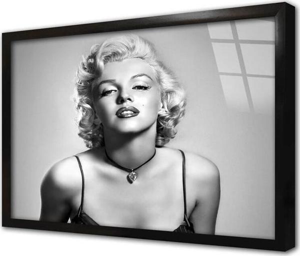 Tablosan Siyah Beyaz Marilyn Monroe Çerçeveli Cam Tablo - Image 1