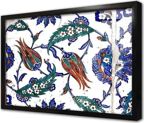 Tablosan Osmanlı Çini Görselleri Çerçeveli Cam Tablo - Image 1