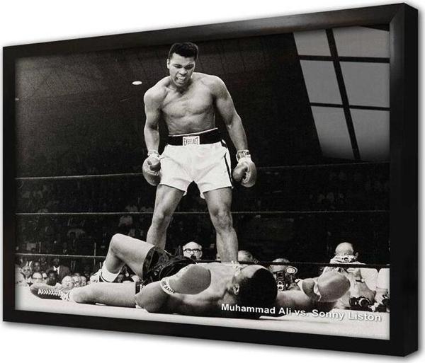 Tablosan Ringde Muhammed Ali Çerçeveli Cam Tablo - Image 1