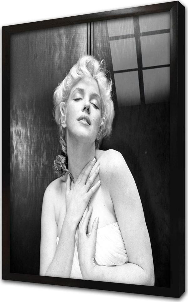 Tablosan Marliyn Monroe Siyah Beyaz Çerçeveli Cam Tablo - Image 1