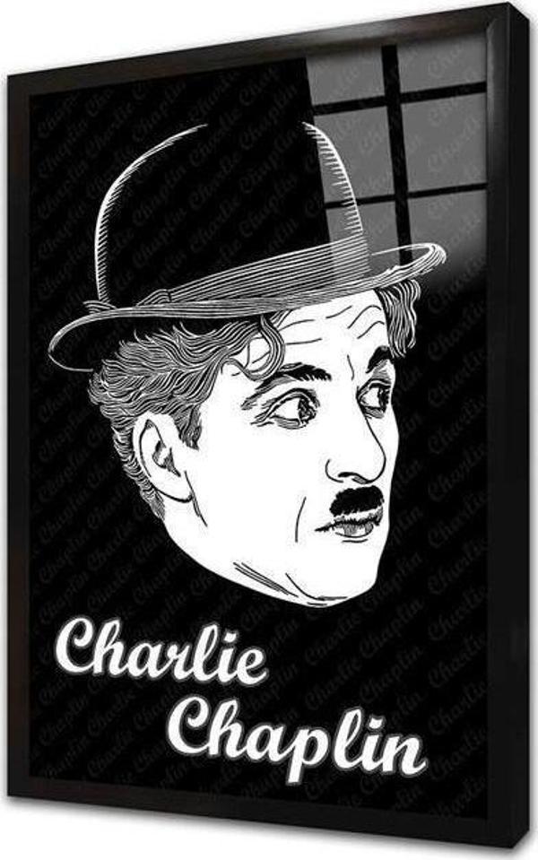 Tablosan Charlie Chaplin Posteri Çerçeveli Cam Tablo - Image 1