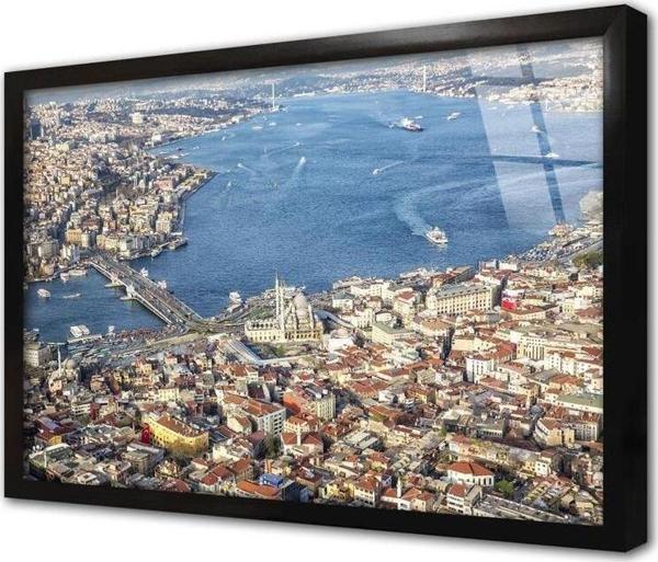 Tablosan Kuş Bakışı Istanbul Çerçeveli Cam Tablo - Image 1