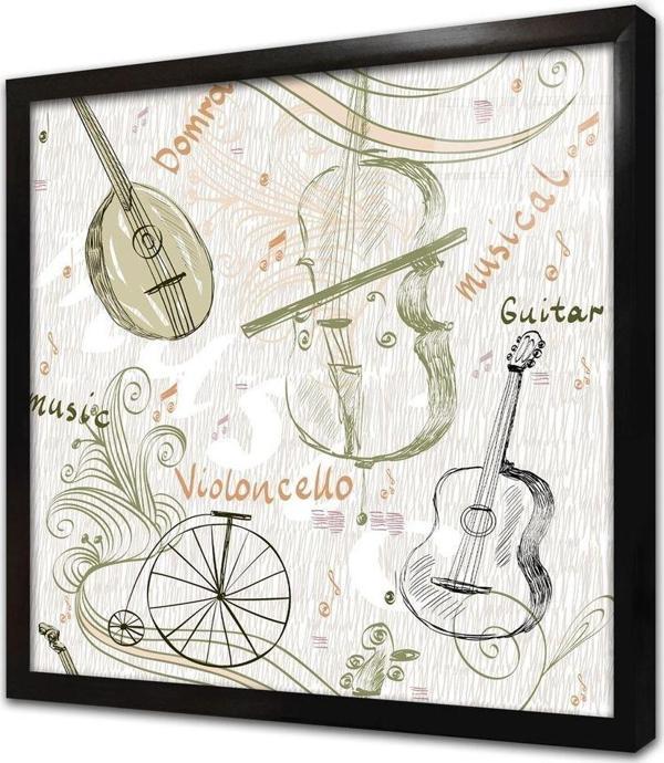 Tablosan Çello Gitar Saz Çerçeveli Cam Tablo - Image 1
