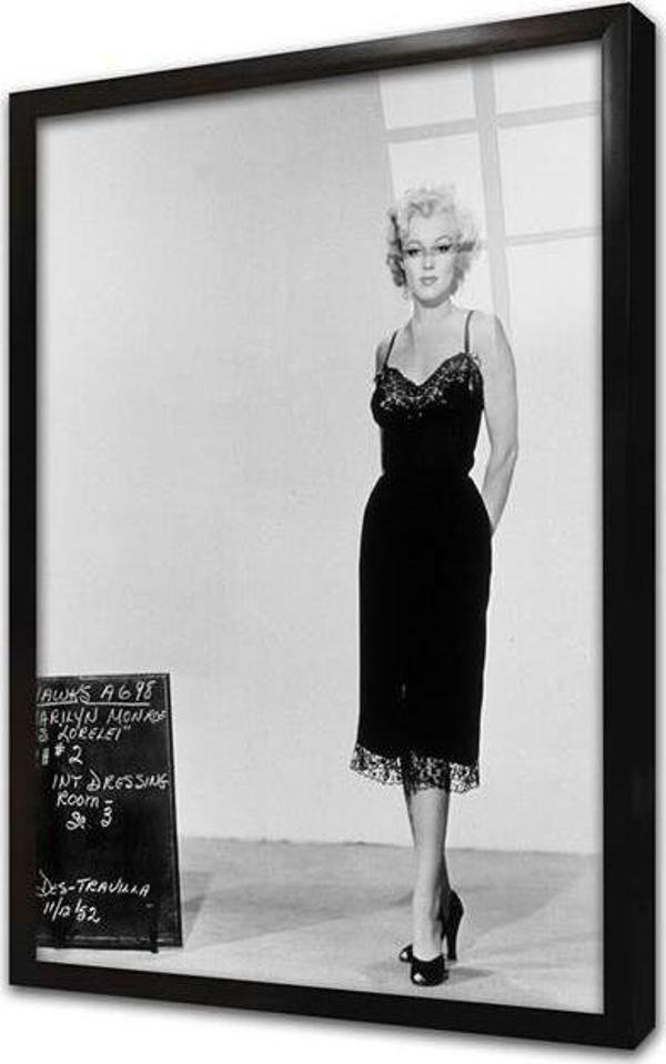 Tablosan Siyah Beyaz Marilyn Monroe Çerçeveli Cam Tablo - Image 1