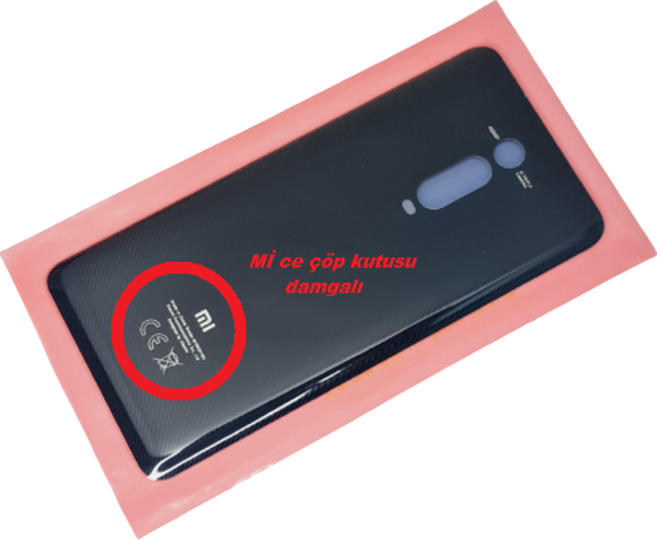Tkgz Xiaomi Mİ 9T Mi 9T Pro Arka Pil Kapağı Mİ Damgalı (CAM) SİYAH - Image 1