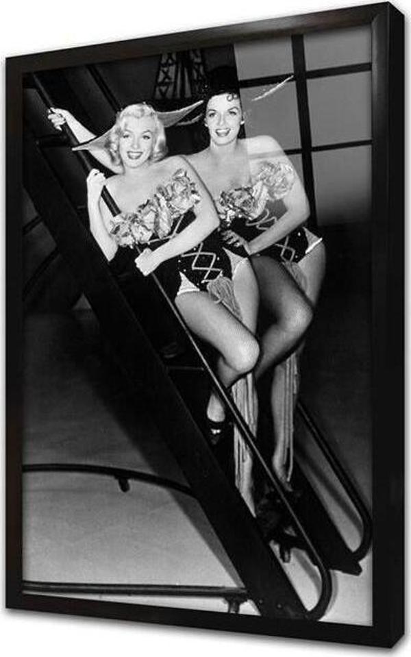 Tablosan Siyah Beyaz Marilyn Monroe Çerçeveli Cam Tablo - Image 1