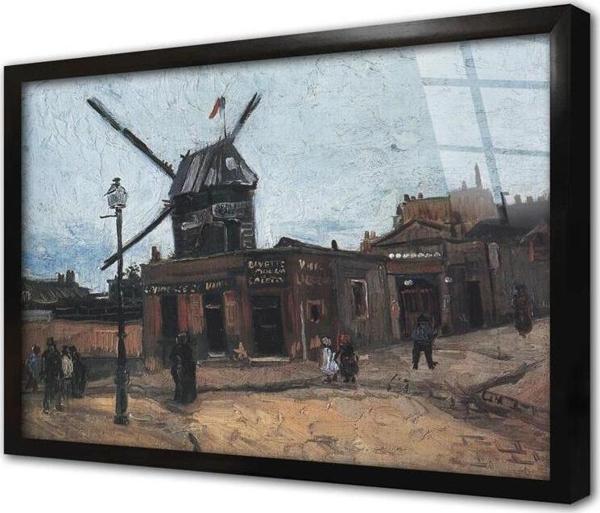 Tablosan Yel Değirmenli Şehir Çerçeveli Cam Tablo - Image 1