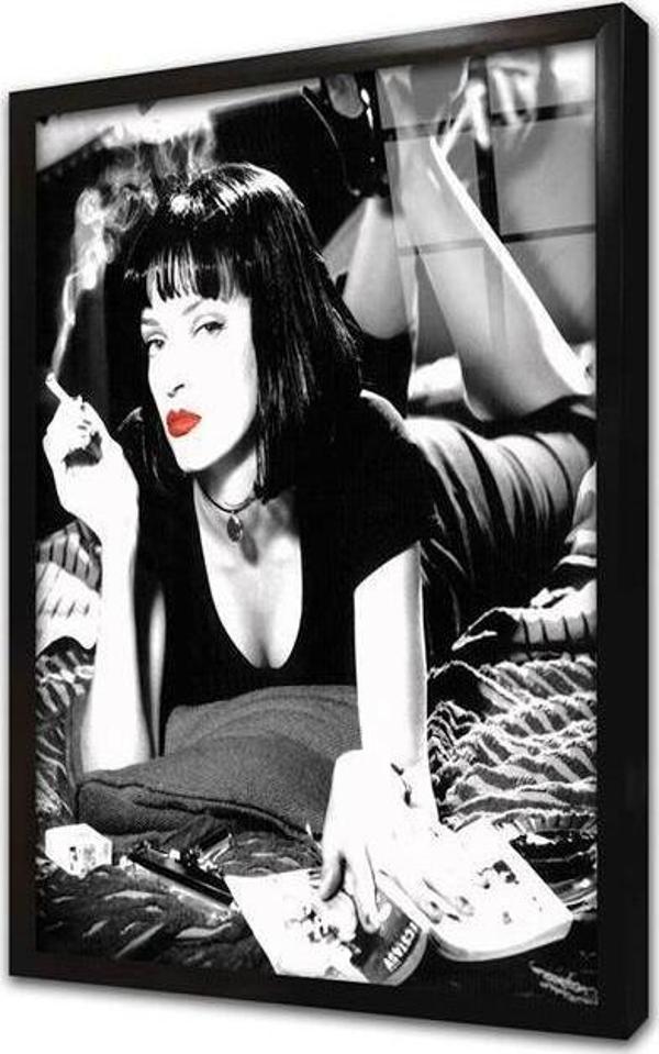 Tablosan Pulp Fiction Uma Thurman Çerçeveli Cam Tablo - Image 1