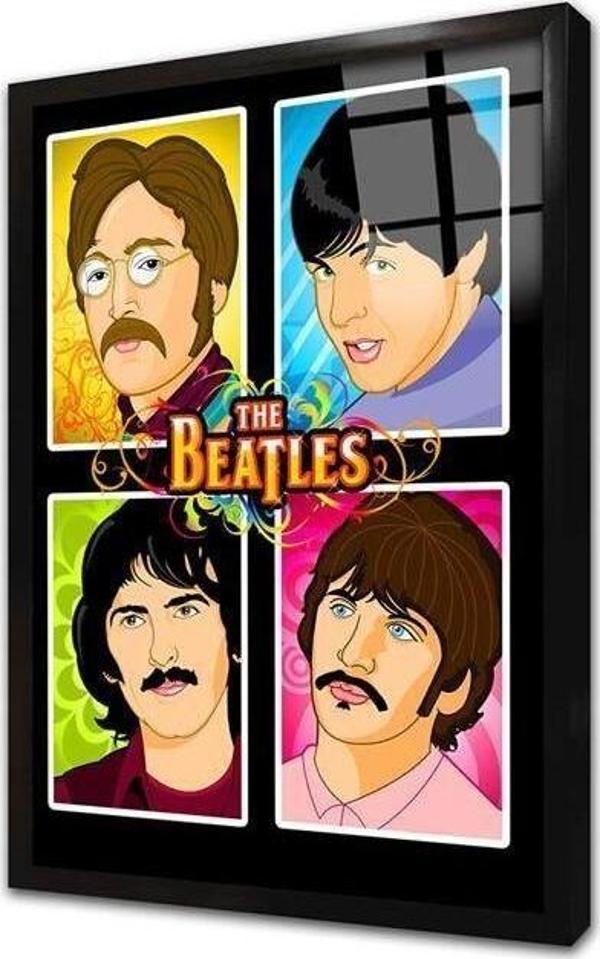 Tablosan The Beatles Grubu Üyeleri Çerçeveli Cam Tablo - Image 1