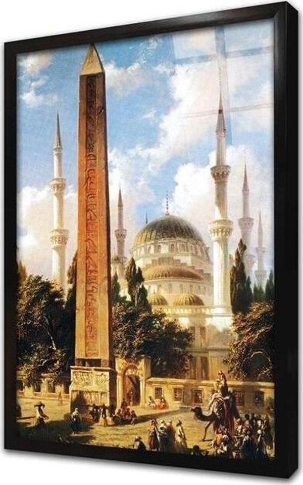 Tablosan Istanbul Dikilitaş Manzaralı Çerçeveli Cam Tablo - Image 1