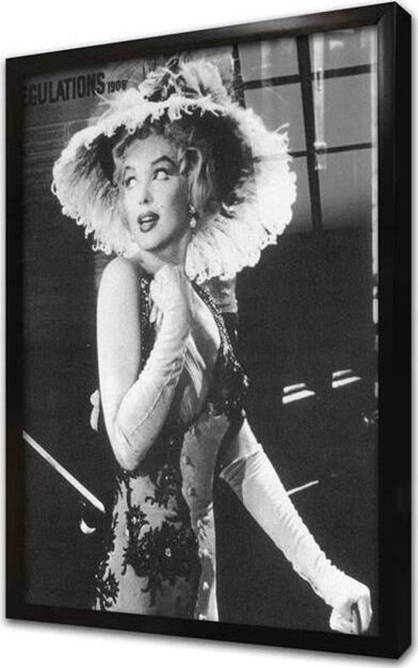 Tablosan Marliyn Monroe Siyah Beyaz Çerçeveli Cam Tablo - Image 1