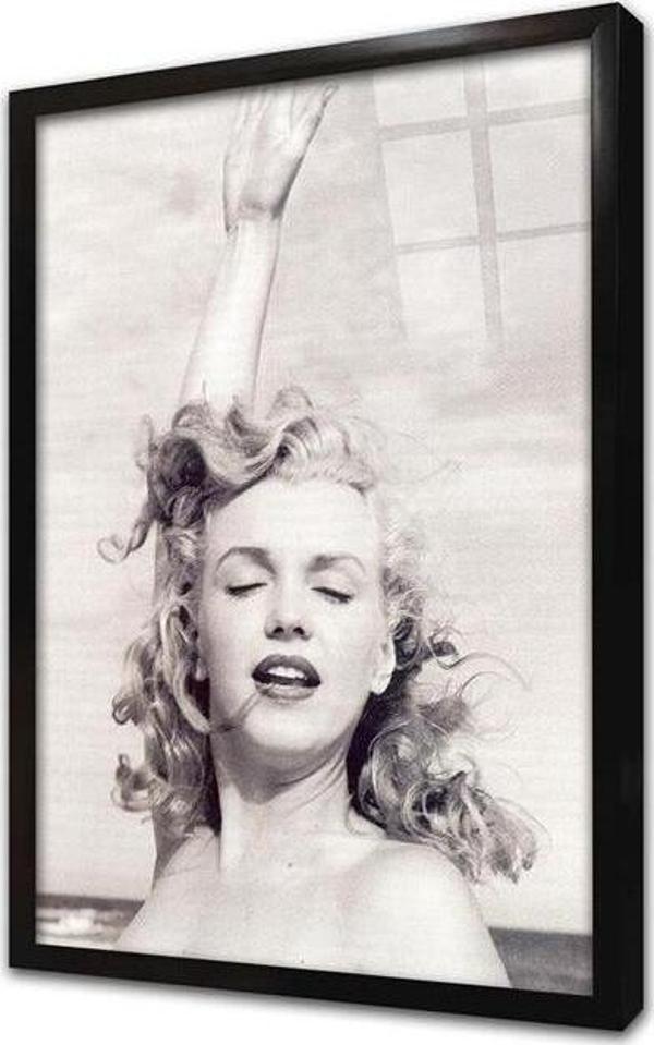 Tablosan Siyah Beyaz Marilyn Monroe Çerçeveli Cam Tablo - Image 1