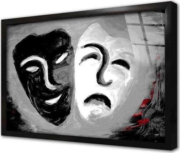 Tablosan Siyah Ve Beyaz Maske Çerçeveli Cam Tablo - Image 1