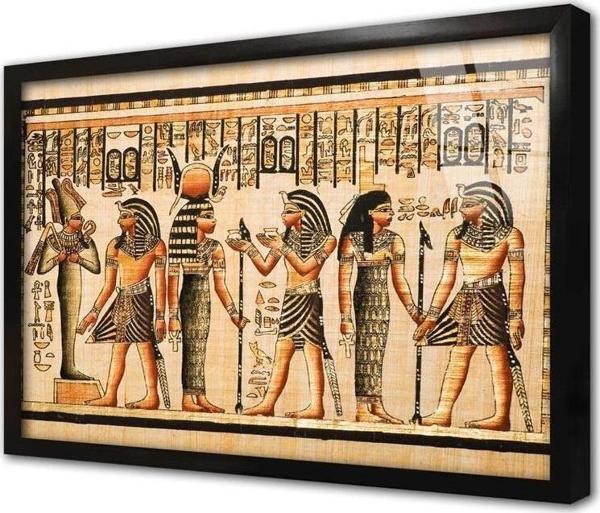 Tablosan Papirüs Mısır Dönemi Çerçeveli Cam Tablo - Image 1