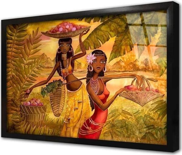 Tablosan Afrikalı Kadınlar Çerçeveli Cam Tablo - Image 1